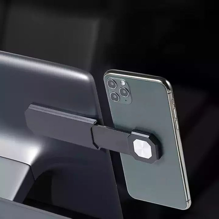 Magnetic Tesla Monitor Mount for Safety: dark gray, black clip-on phone holder/mount, minimal, modern style