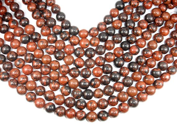 Mahogany Obsidian Beads, 14mm Round Beads-BeadBasic