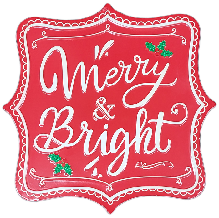 Merry & Bright Sign - Red & White