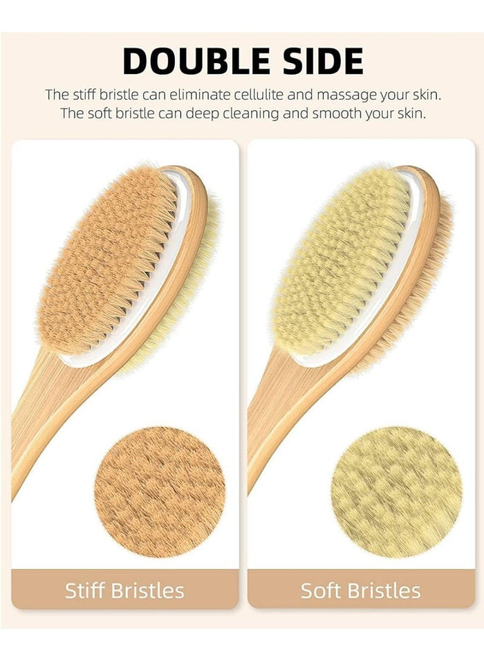 MMG Long Handle Dual Side Dry and Bath Body Brush, Reduce Cellulite, Dry Brush for Cellulite and Lym