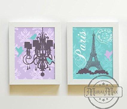 Modern Nursery Chandelier Paris Collection - Unframed Prints - Set of 2-B018KOE9S6-MuralMax Interiors