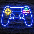 Neon Party LED Sign: Vibrant Elegance: blue, white video game controller, minimal cartoon style