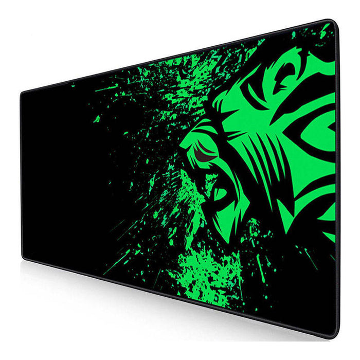 Neoprene Gaming Desk Mat Mousepad: black, neon green snake, graphic, edgy style