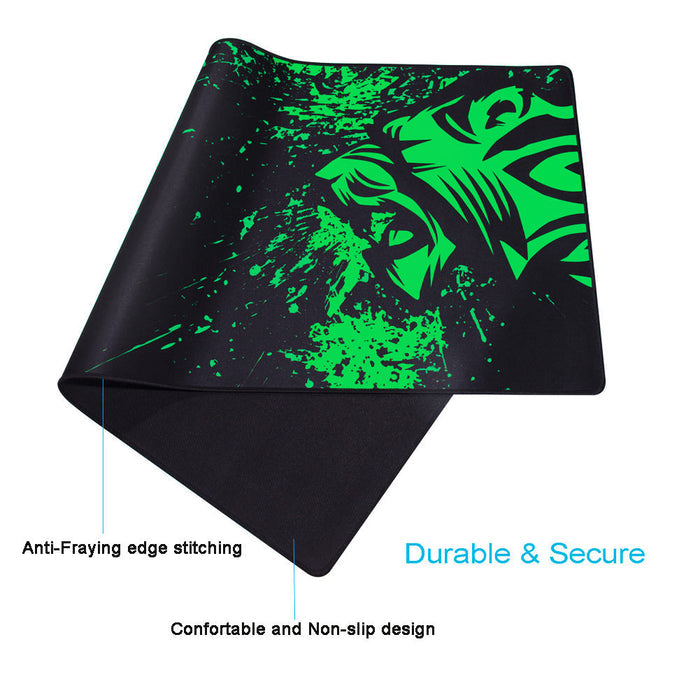 Neoprene Gaming Desk Mat Mousepad: black, neon green snake, graphic, edgy style