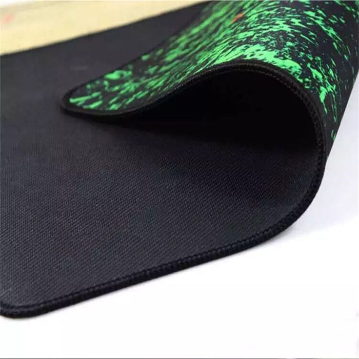 Neoprene Gaming Desk Mat Mousepad: black, neon green snake, graphic, edgy style