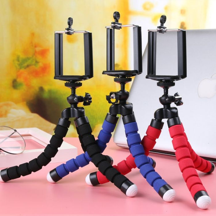 Octopus Phone Stand: Adjustable, Portable Holder: black, dark gray flexible mini tripod with phone holder, minimal functional