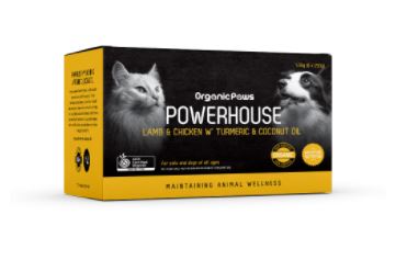 Organic Paws Powerhouse Lamb & Chicken W’ Turmeric & Coconut Oil 6 x 250g