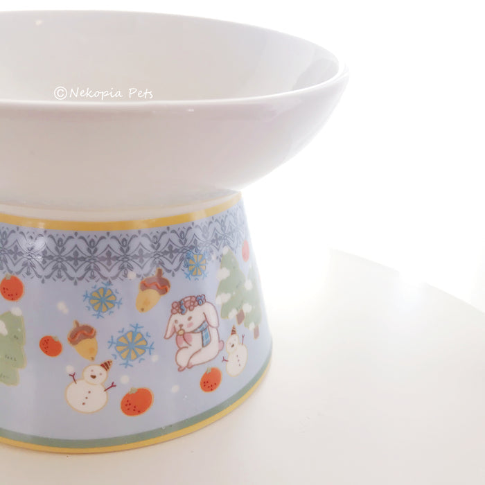 Pan's Rabbits High Stand Ceramic Bowl