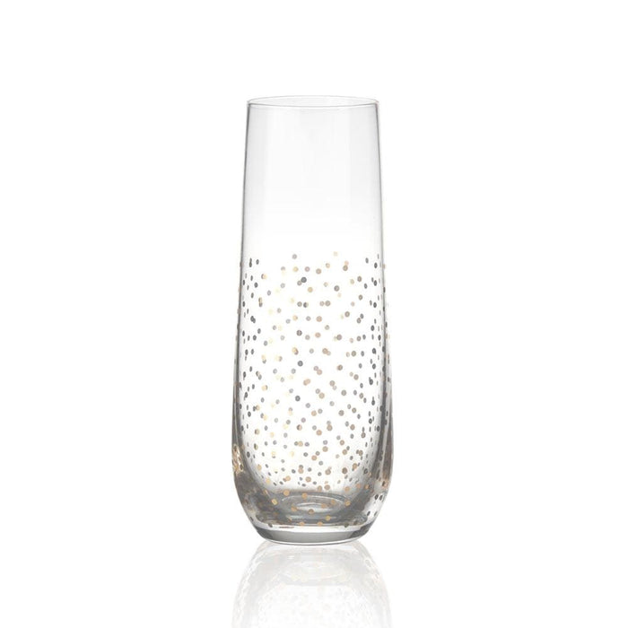 Party Set of 4 Gold Stemless Flute Glasses
