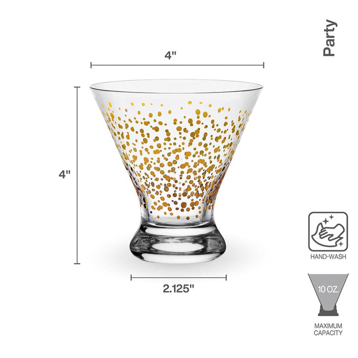 Party Set of 4 Stemless Martini Glasses