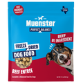 Muenster Perfect Balance freeze-dried dog food package with a dog on a blue and red background