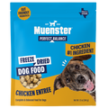 Bright blue dog food package featuring a dog's face, labeled "Muenster Perfect Balance" and highlighting "Chicken #1 Ingredient."