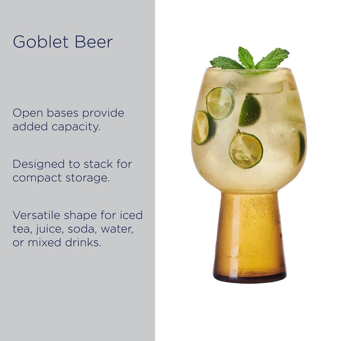 Phoebe Amber Set of 4 Goblet Beverage Glasses
