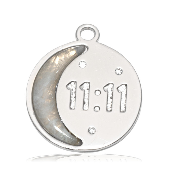 Pink Champagne Cats Eye Gemstone Bracelet with 11:11 Sterling Silver Charm