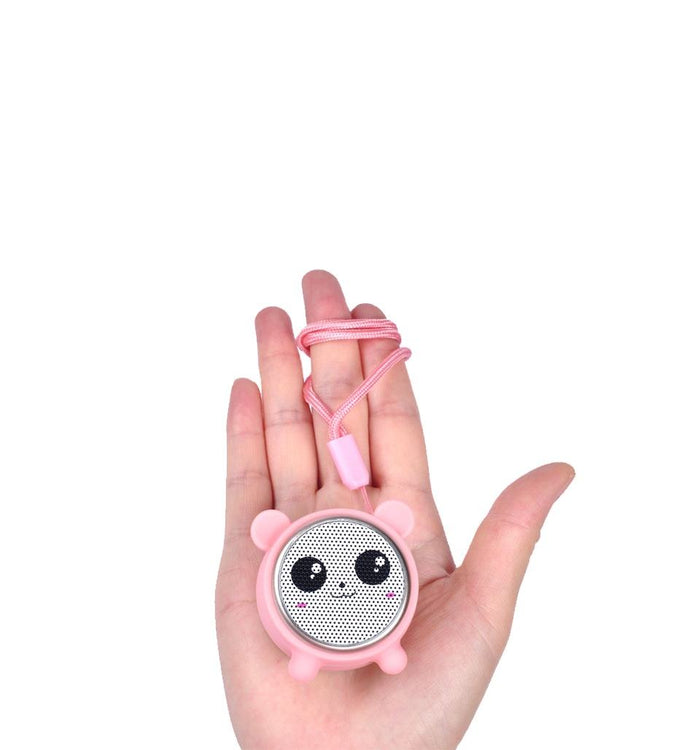 Portable Bluetooth Speaker with High-Quality Sound: pink, white cute pink animal-like character face, kawaii cartoon style