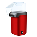 Portable Popcorn Maker with Top Cover: red, black popcorn, modern appliance style