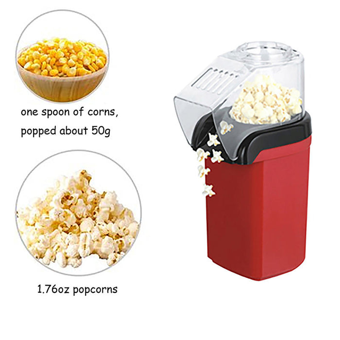 Portable Popcorn Maker with Top Cover: red, black popcorn, modern appliance style