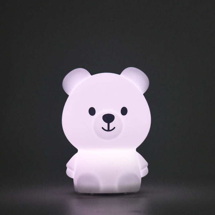 Portable Silicone Night Light with Rechargeable Battery: green, pink bear, unicorn, rabbit, elephant, and bird-like character