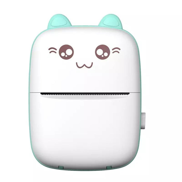 Portable Stickers Pocket Printer: Print Memories Instantly: white, pink cute cat-like character design, kawaii cartoon style