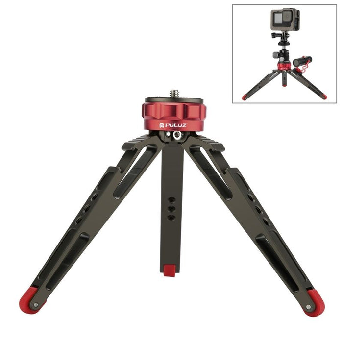 PULUZ Vlogging Tripod with Cold Shoe: Lightweight, Sturdy, Adjustable: black, red mini tripod, compact technical style