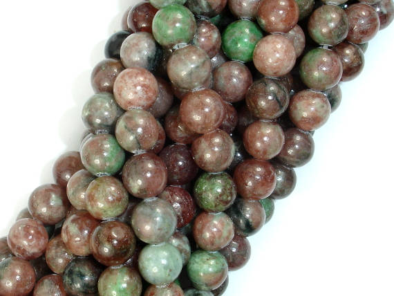 Red Green Garnet, 8mm Round Beads-BeadBasic