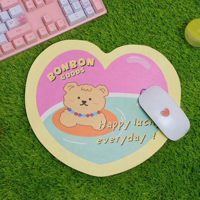 RGB Gaming Mouse Pad with Kawaii Bear: yellow, pink cartoon animals, kawaii cartoon style