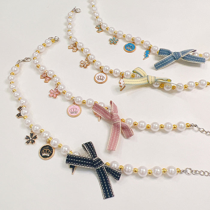 Ribbon Pearl Necklace for Pets