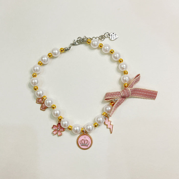 Ribbon Pearl Necklace for Pets