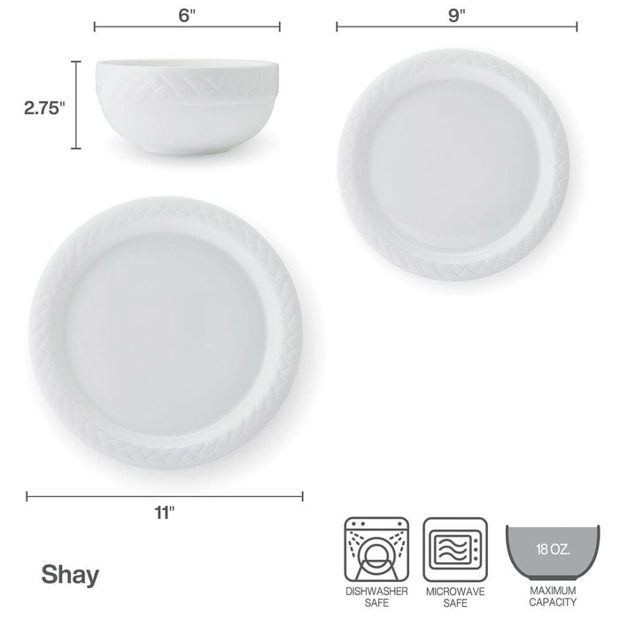Shay 12 Piece Dinnerware Set, Service For 4