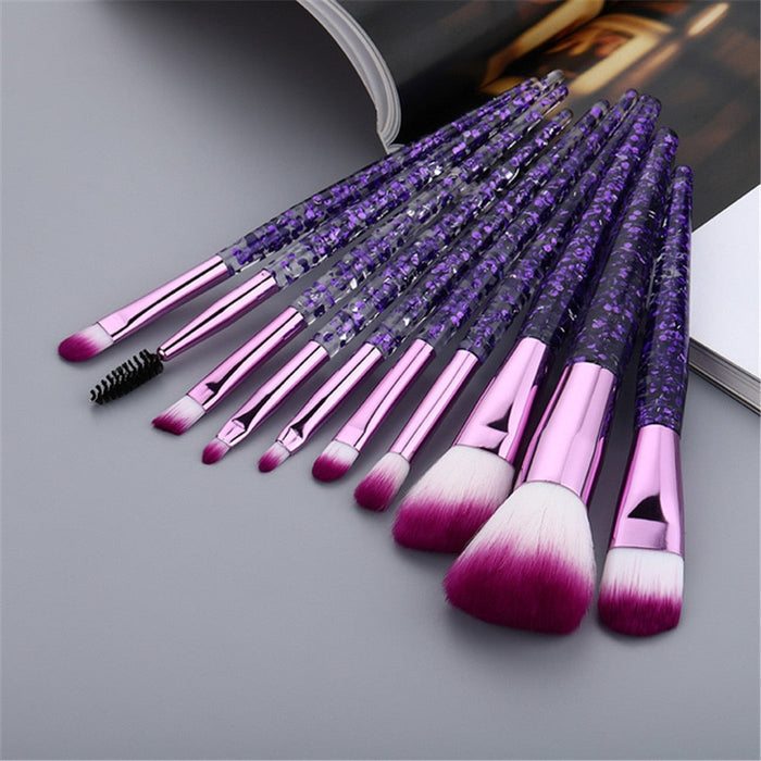 Shimmery Purple Glitter Makeup Brush Set: purple, pink makeup brush set, glamorous style