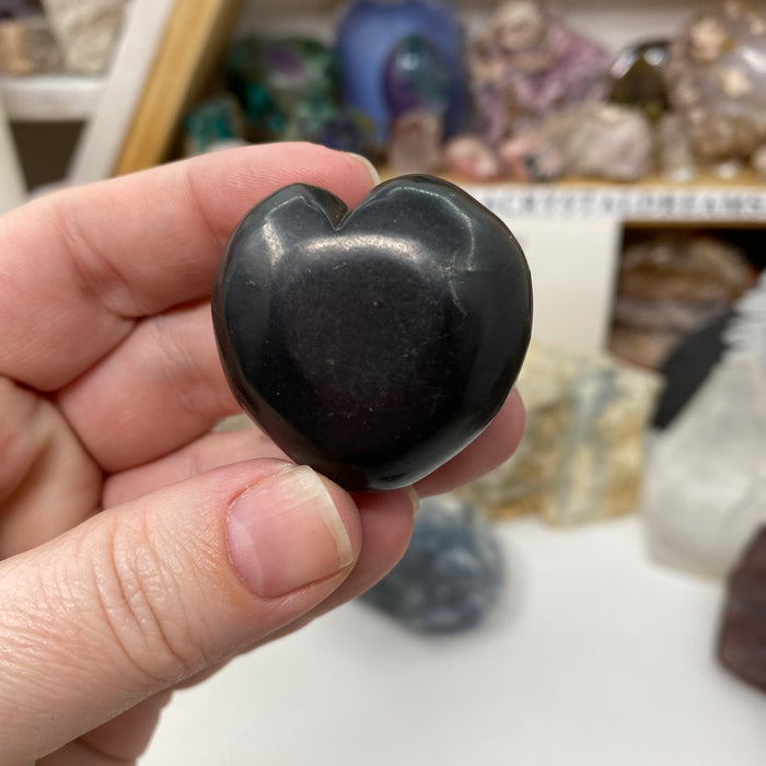 Shungite 1.4" Puffy Hearts