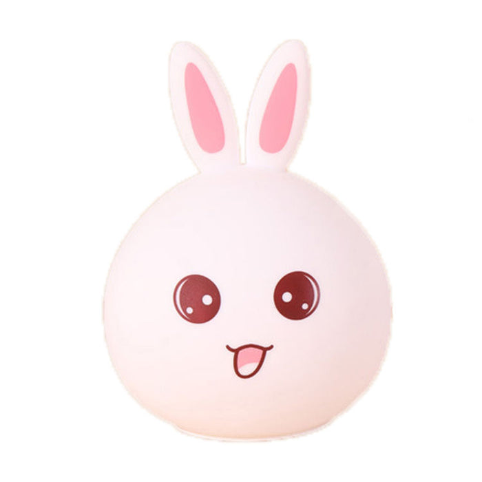 Silicone Rabbit Lamp with Touch Controls: light blue, pink rabbit, kawaii cartoon style