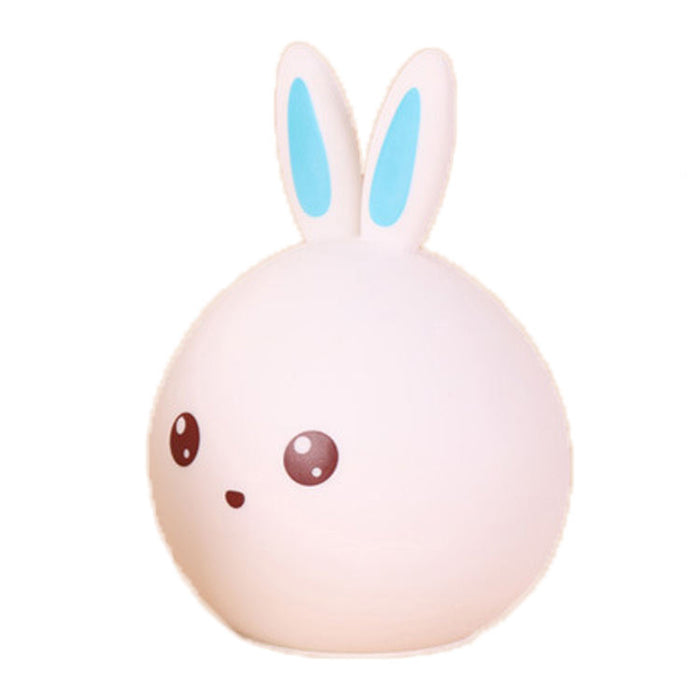 Silicone Rabbit Lamp with Touch Controls: light blue, pink rabbit, kawaii cartoon style
