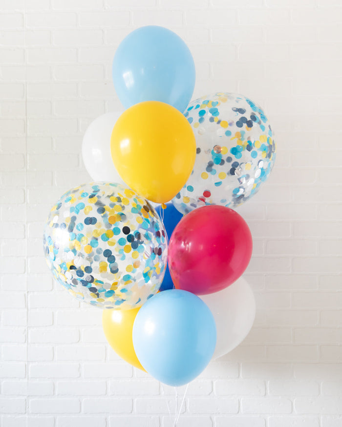 Singing Shark - Confetti and 11in Balloons - bouquet of 10