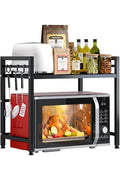 SKY-TOUCH Microwave Oven Rack, Expandable Microwave Stand with 6 Hooks, Kitchen Utensils Tableware S