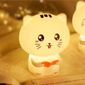 Smart Cat Night Lamp with Touch-Control: white, pink cartoon cat, kawaii cartoon style