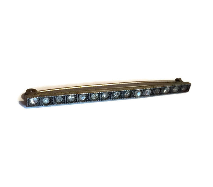 Sparkling Rhinestone Dotted Bar Pin circa 1890s