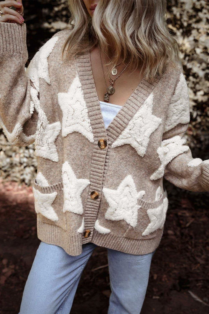 Star Button Up Long Sleeve Cardigan -