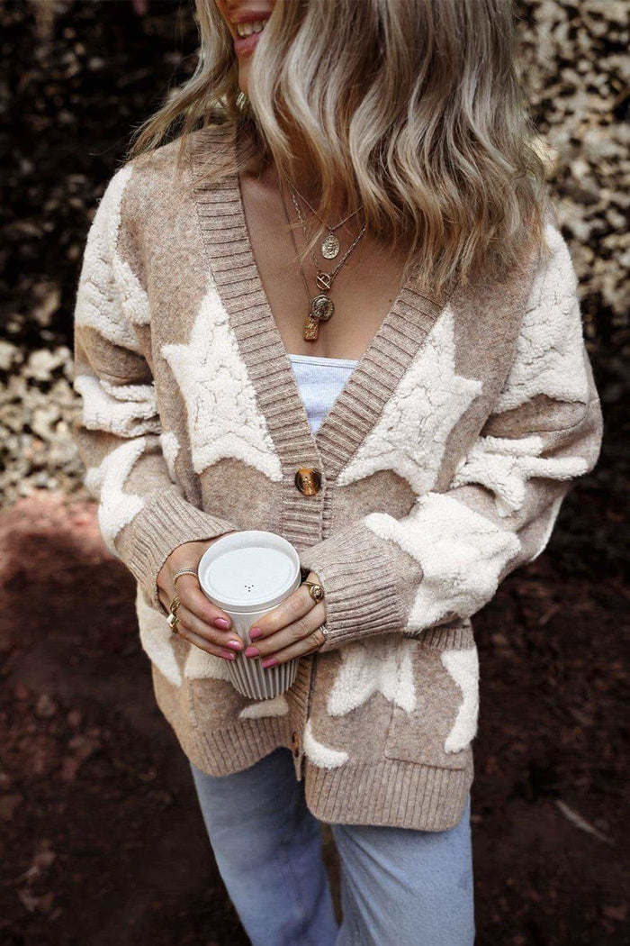 Star Button Up Long Sleeve Cardigan -