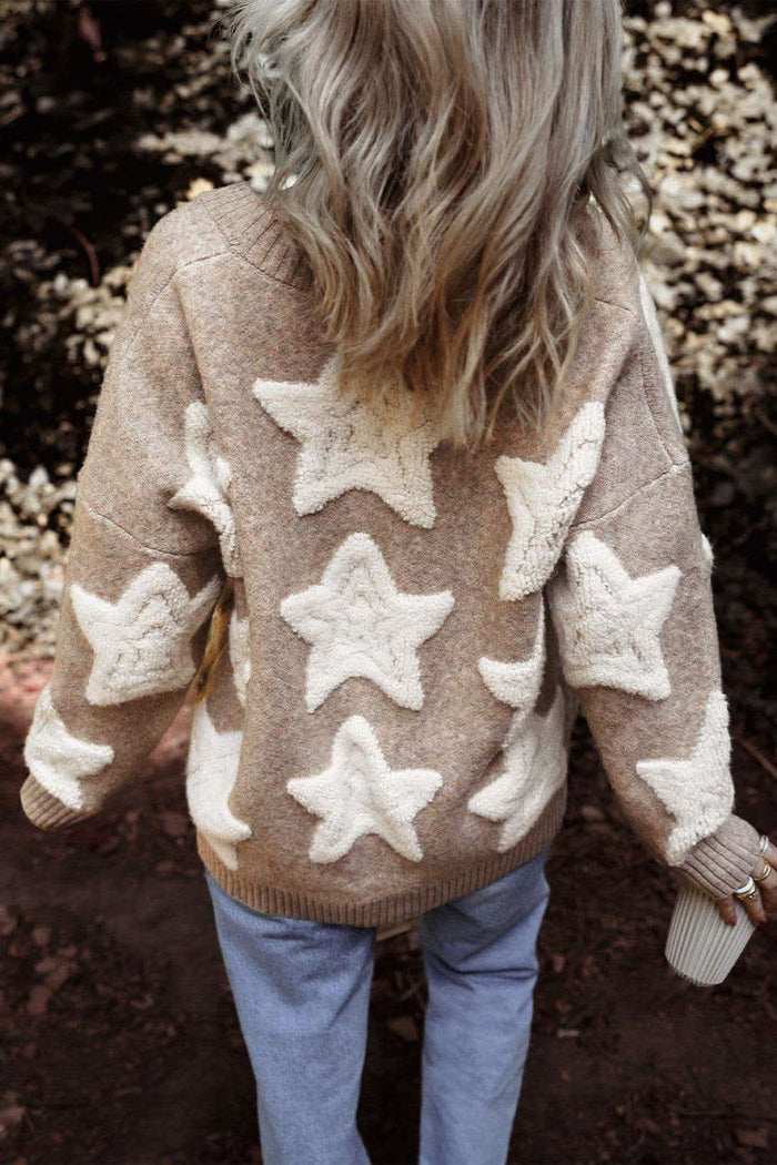 Star Button Up Long Sleeve Cardigan -