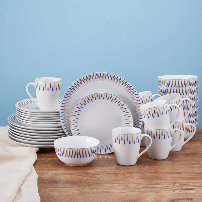 Starburst Blue 32 Piece Dinnerware Set, Service for 8