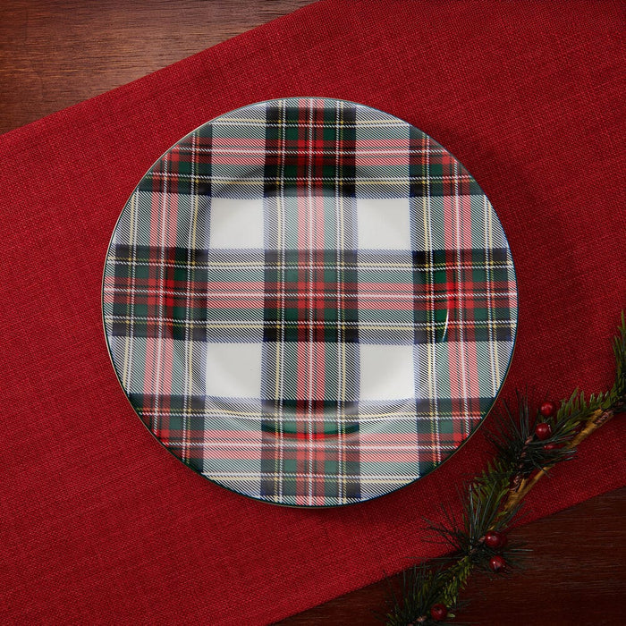 Tartan White Set of 4 Salad Plates