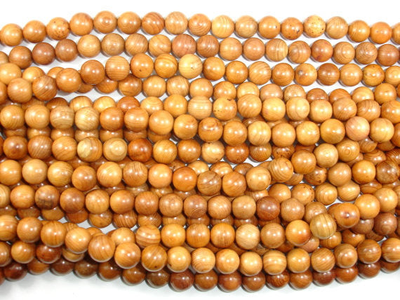 Taxus Chinensis Wood Beads, 10mm Round Beads-BeadBasic