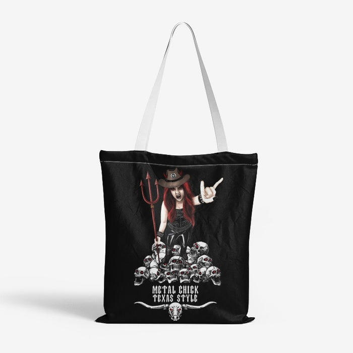 Texas Metal Chick Heavy Duty and Strong Natural Canvas Tote Bag