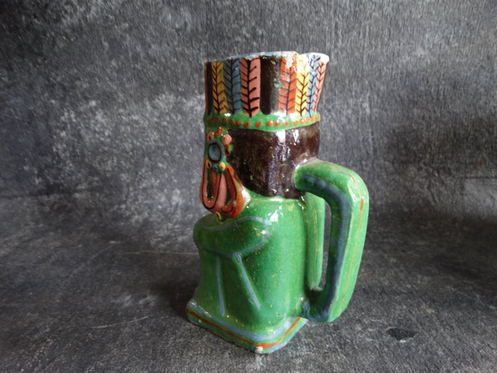 Tlaquepaque Rare Aztec/Mayan Head Mug c 1940s M2666