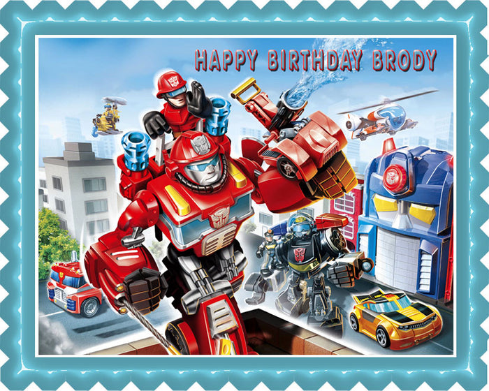 Transformers Rescue - Edible Cake Topper OR Cupcake Topper, Decor