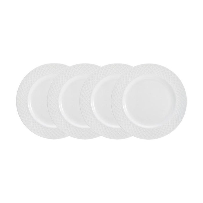 Trellis White Set of 4 Appetizer Plates