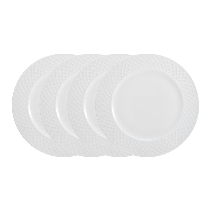 Trellis White Set of 4 Dinner Plates