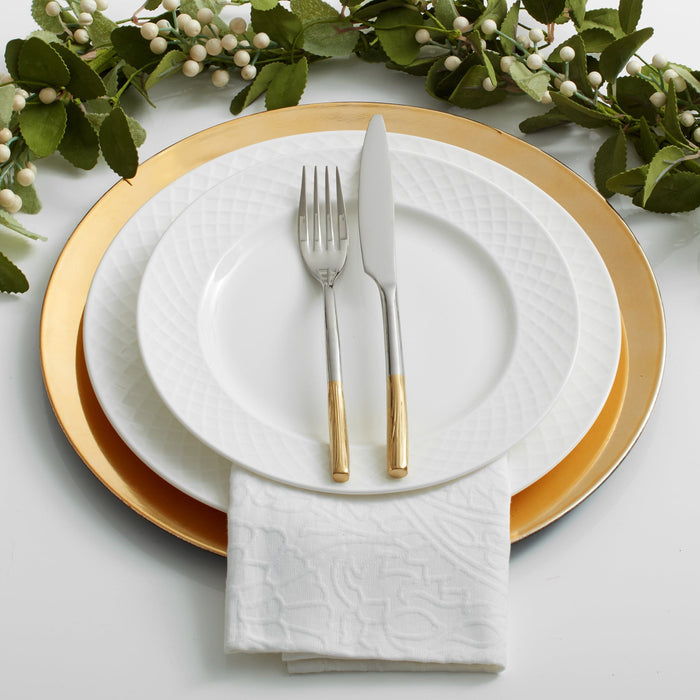 Trellis White Set of 4 Dinner Plates
