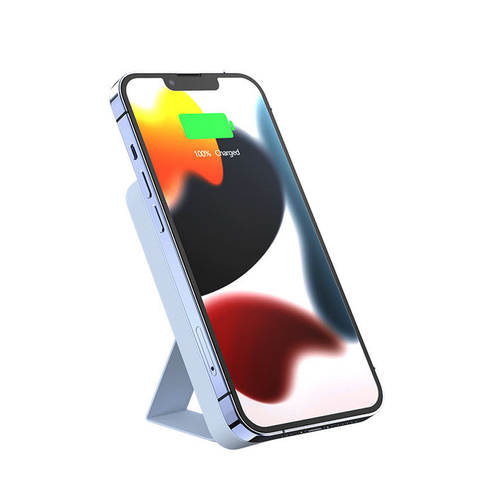 Ultra Slim Magnetic Type-C Charger: white, black wireless charging stand with smartphone, minimal style